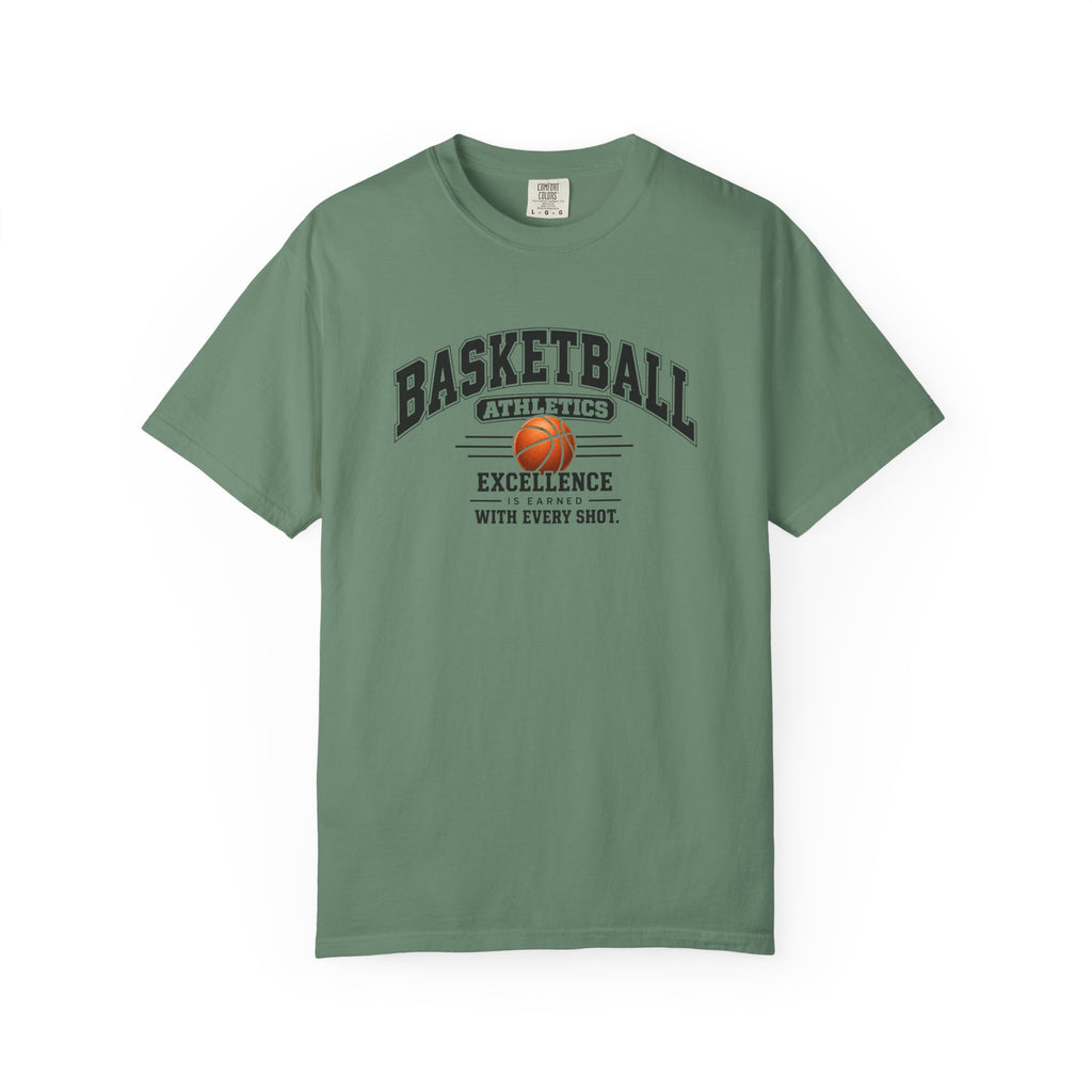 Basketball Athletics T-Shirt | Excellence Is Earned With Every Shot | Basketball Comfort Colors Tee