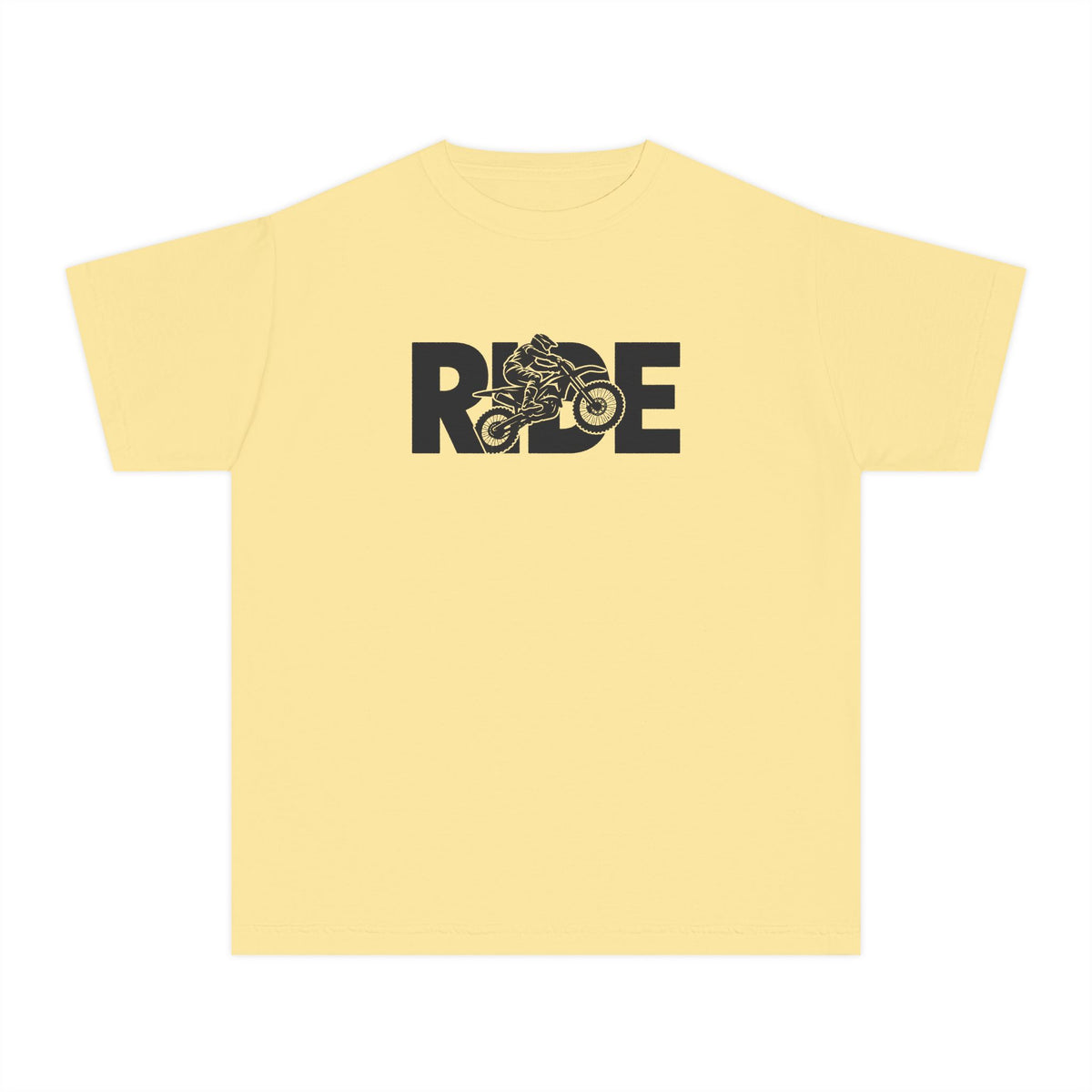 RIDE Dirt Bike Youth T-Shirt | Dirt Bike Rider Graphic | Kids Comfort Colors Youth Tee