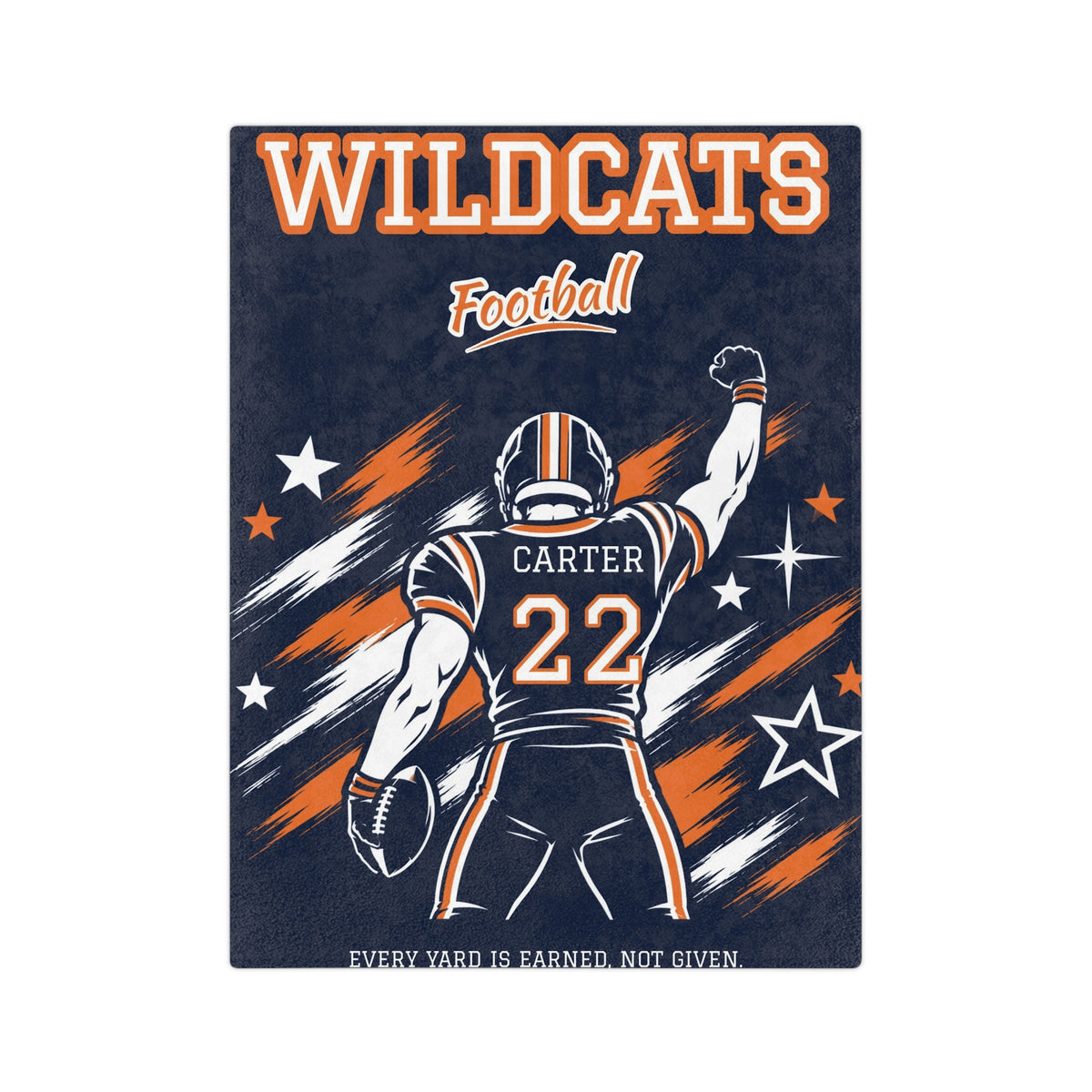 Personalized Football Blanket - Player Spotlight Design | Custom Team Name, Number & Player Name | 2 Styles, Your Team Colors | Plush Throw