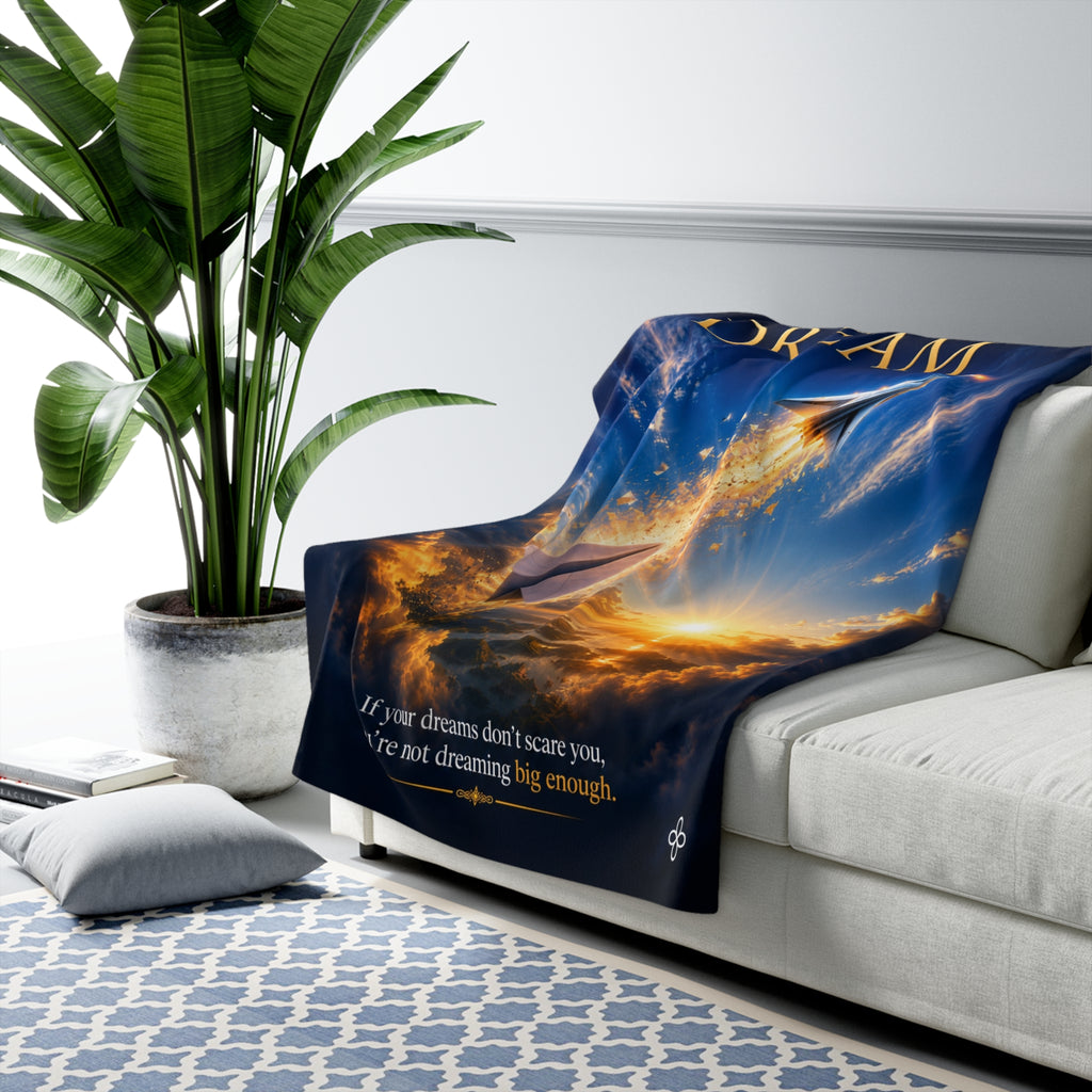 Dream Motivational Sherpa Blanket | Inspirational Quote Sherpa Fleece Throw | Uplifting Gift | Better Every Day