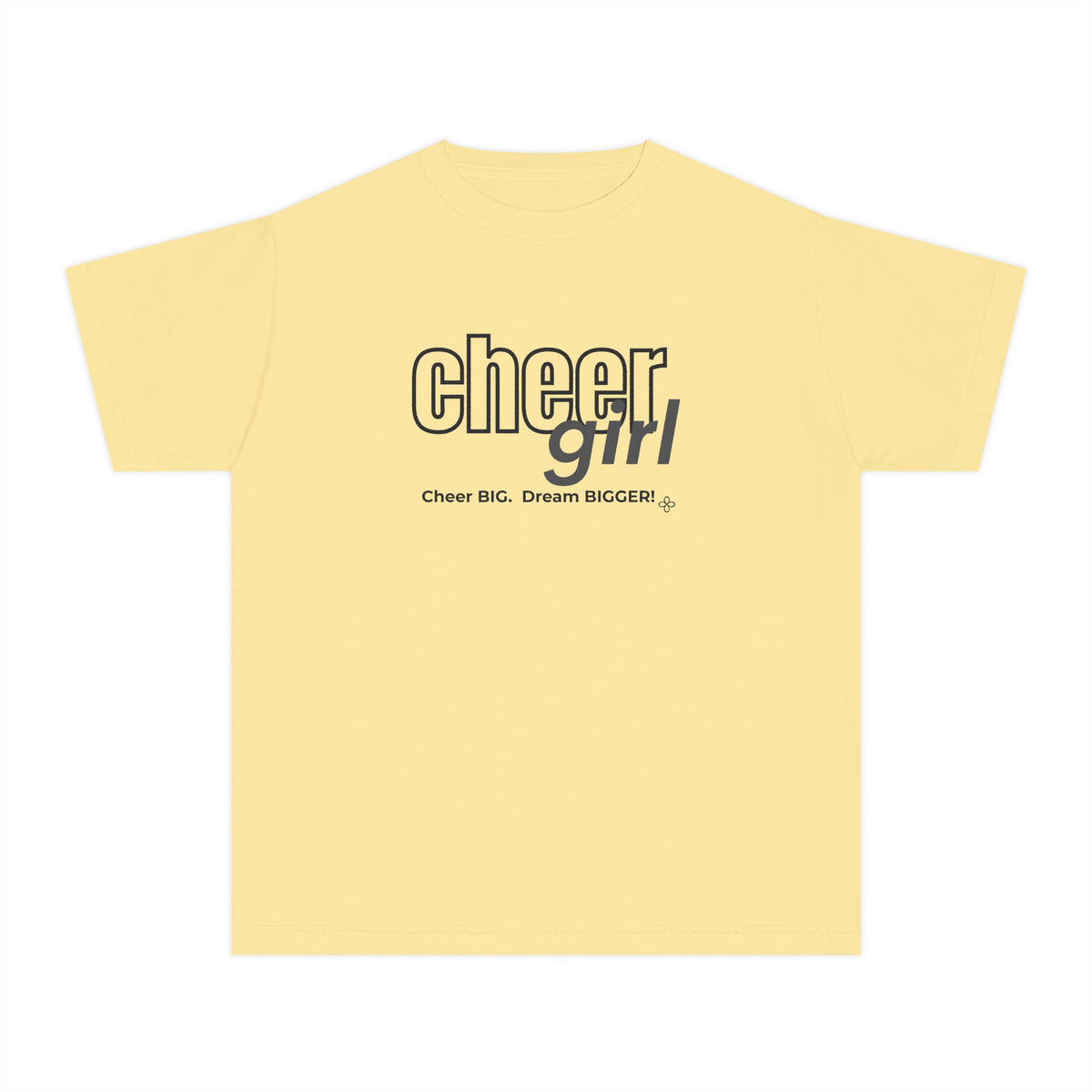 Cheer Girl Youth T-Shirt | Cheer Big, Dream Bigger | Girls Cheer Comfort Colors Youth Tee