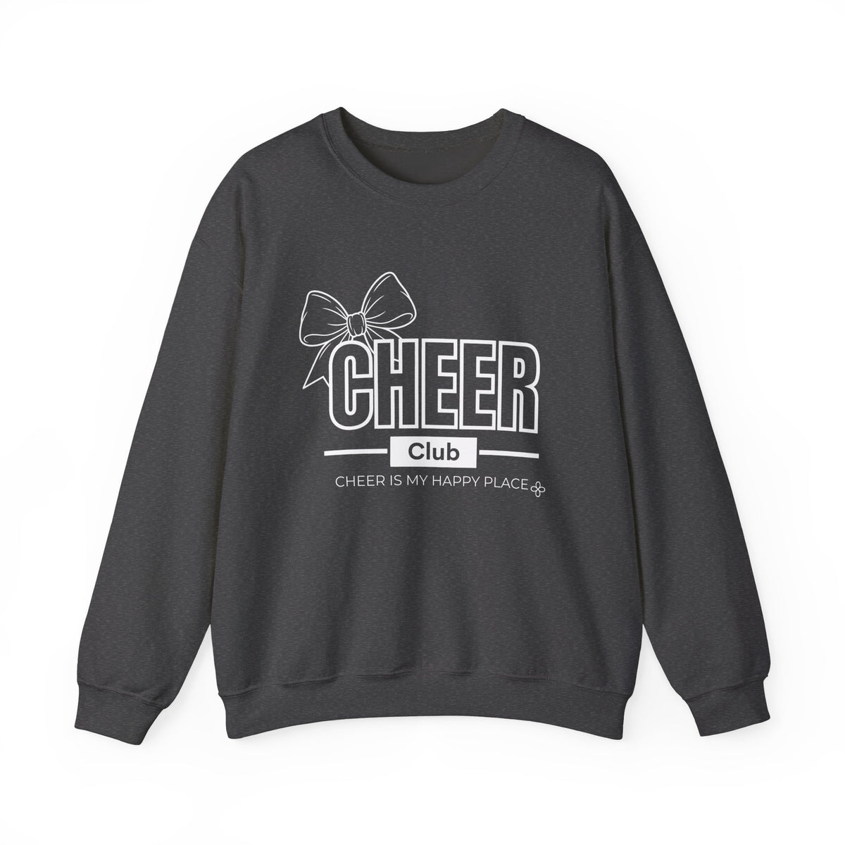 Cheer Club Bow Sweatshirt | Cheer Bow, Cheer Is My Happy Place | Cheer Gildan Crewneck