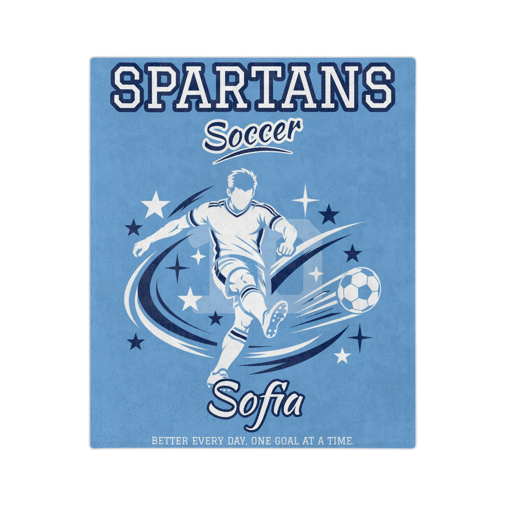 Personalized Soccer Blanket - Player Spotlight Design | Custom Team Name, Number & Player Name | 2 Styles, Your Team Colors | Plush Throw