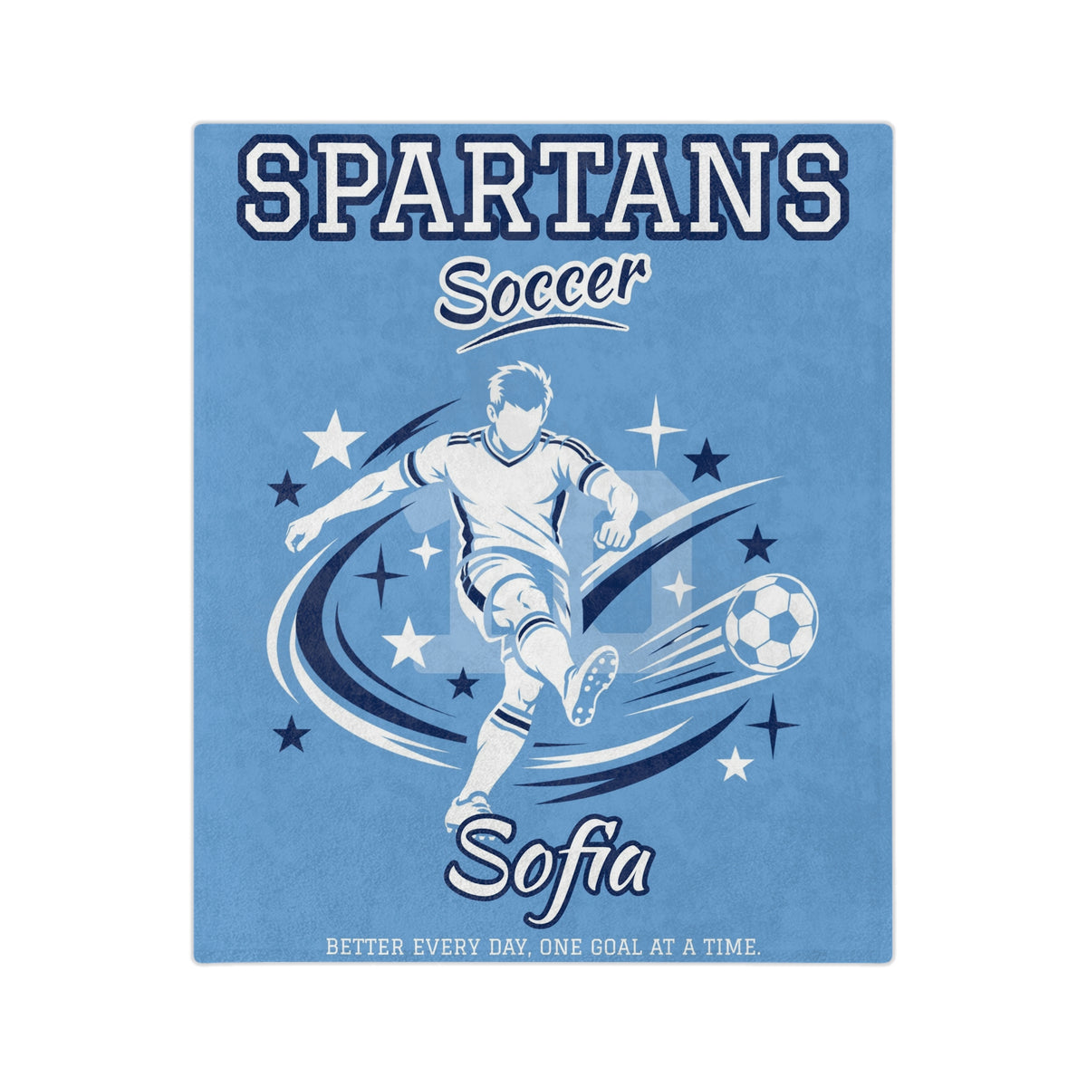 Personalized Soccer Blanket - Player Spotlight Design | Custom Team Name, Number & Player Name | 2 Styles, Your Team Colors | Plush Throw