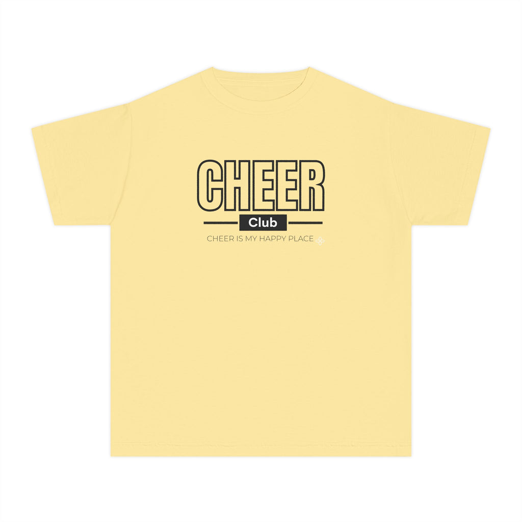 Cheer Club Youth T-Shirt | Cheer Is My Happy Place | Girls Cheer Comfort Colors Youth Tee