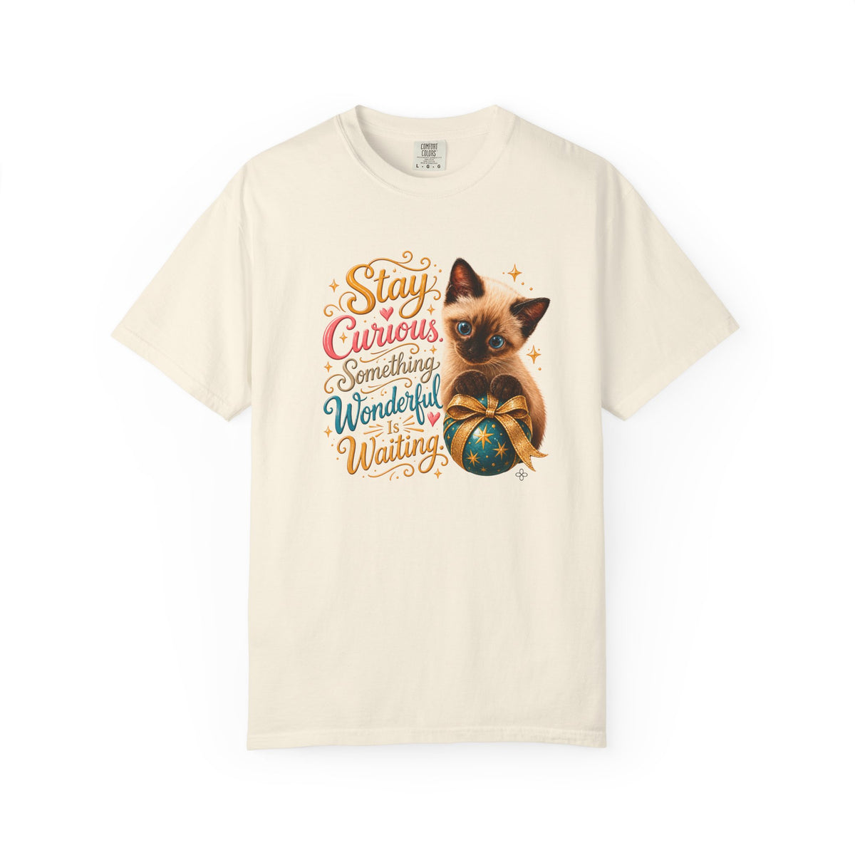 Stay Curious. Something Wonderful is Waiting. - Women's Comfort Colors Motivational Cat / Pet T-Shirt for Women - Inspirational Tee - Comfort Colors Shirt