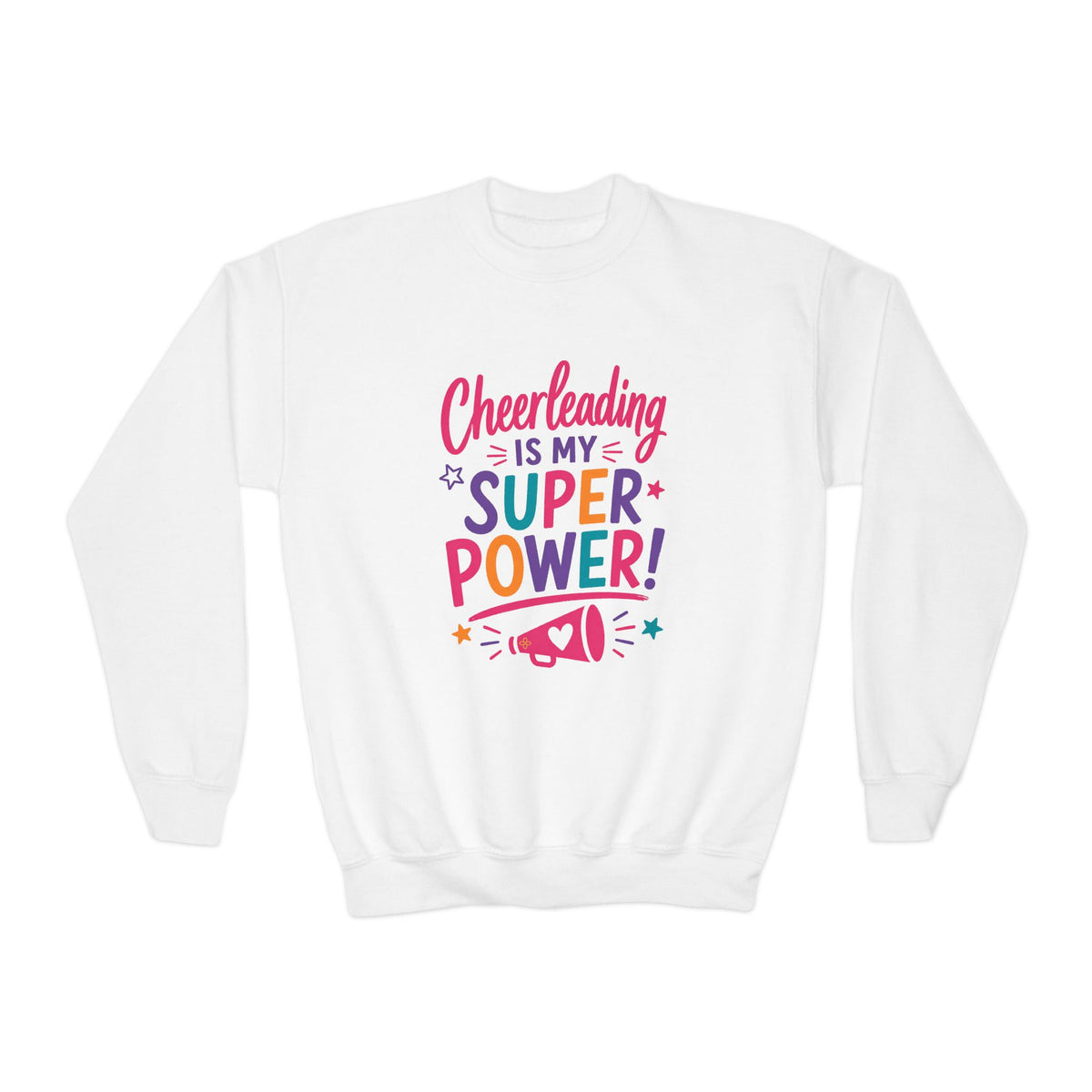 Cheerleading Is My Superpower Youth Sweatshirt | Cheerleader Gift | Girls Cheer Youth Crewneck