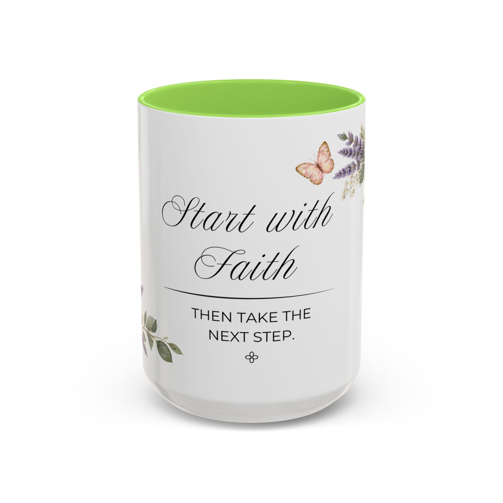 Start with Faith Coffee Mug 15oz | Then Take The Next Step | Floral Christian Mug