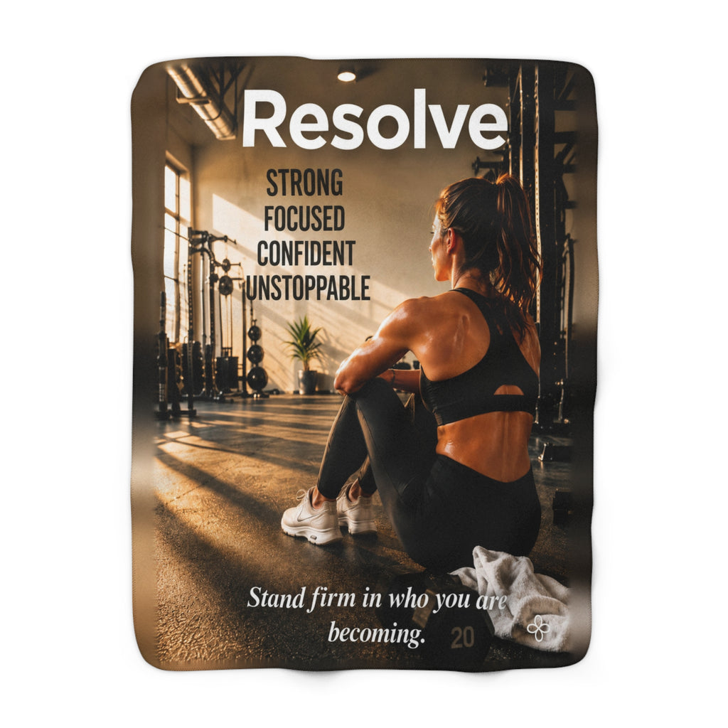 Resolve - Strong and Focused Motivational Sherpa Blanket | Inspirational Quote Sherpa Fleece Throw | Uplifting Gift | Better Every Day