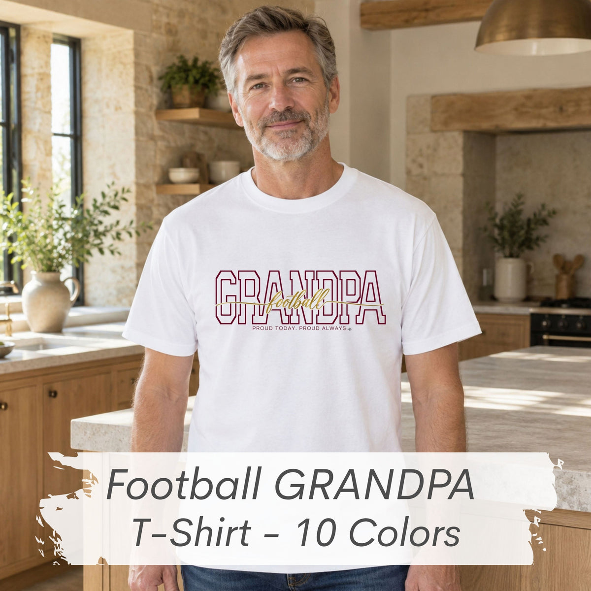 FOOTBALL Grandpa Shirt - Proud Today. Proud Always. | Choose Your Team Color | Comfort Colors Tee