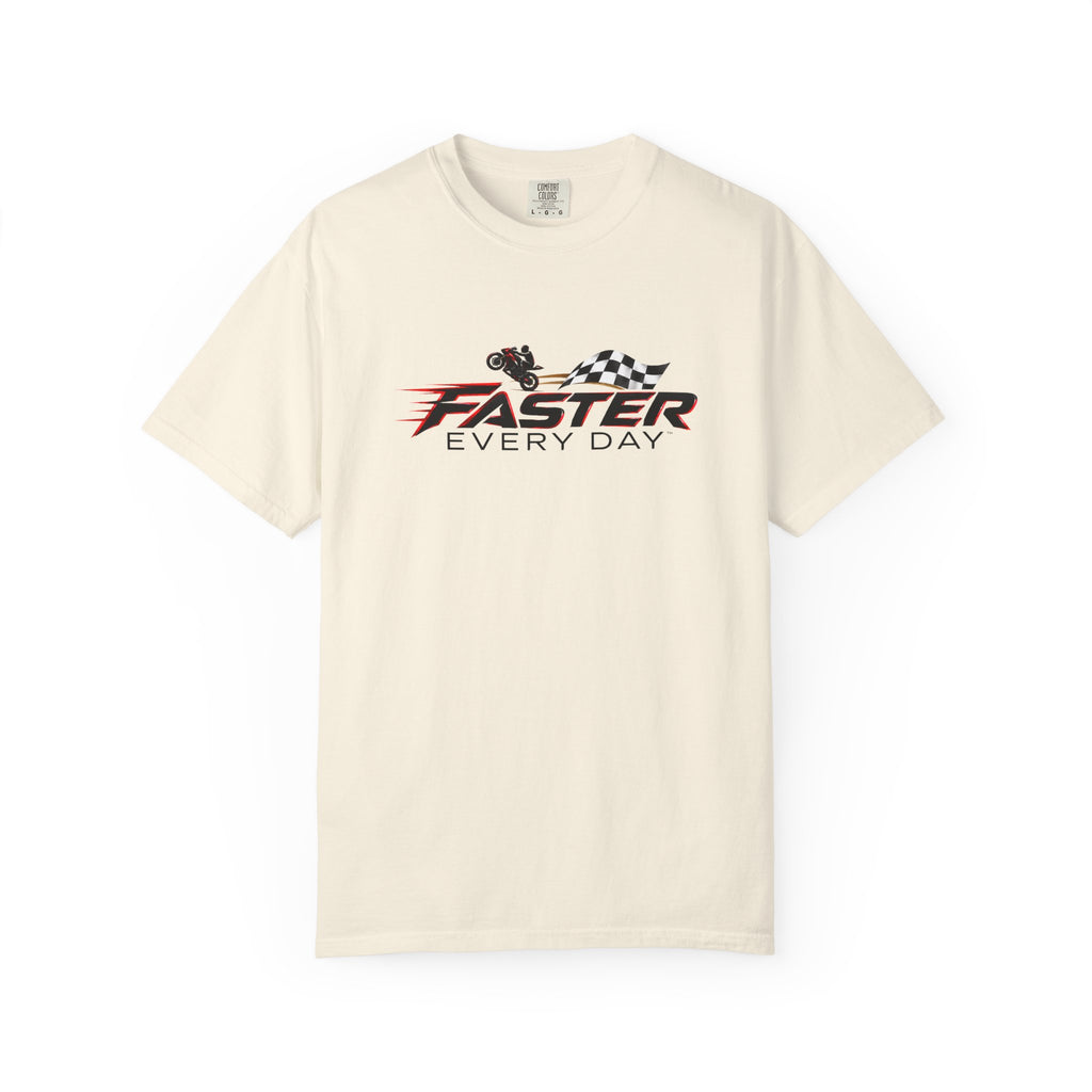 Faster Every Day Checkered Flag Logo Tee | Motorcycle Racing Shirt | Comfort Colors T-Shirt