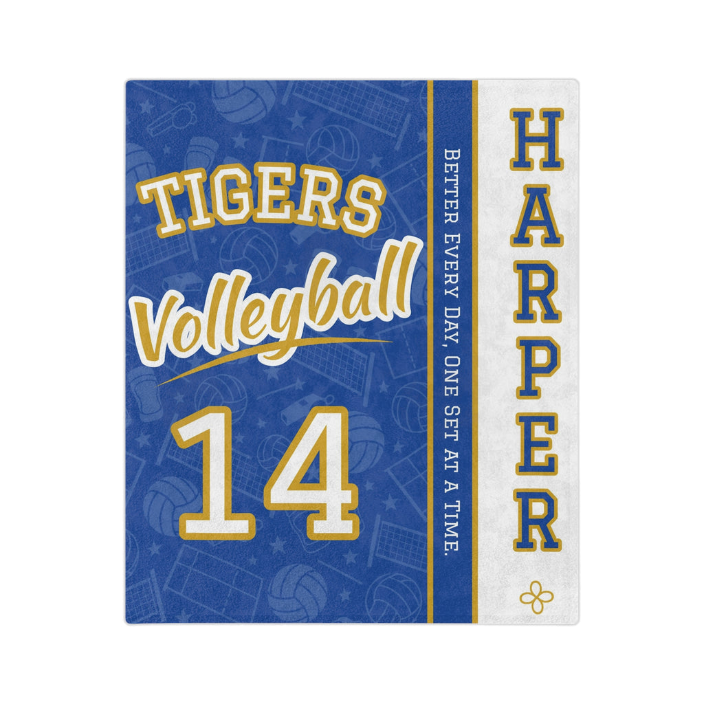 Personalized Volleyball Blanket - Varsity Split Design | Custom Team Name, Number or Class Year & Player Name | Volleyball Player, Senior Night Gift | Plush Throw