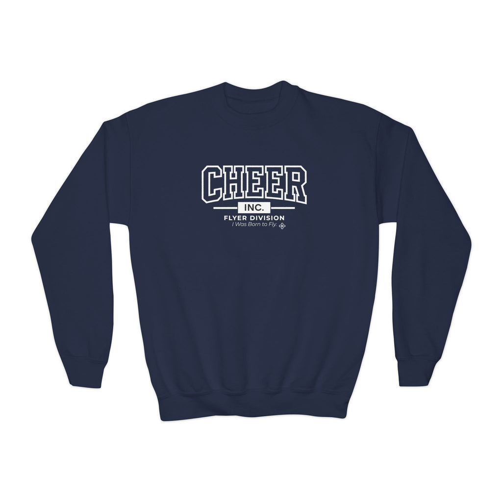 Cheer Inc. Flyer Division Youth Sweatshirt | I Was Born to Fly | Girls Cheer Youth Crewneck