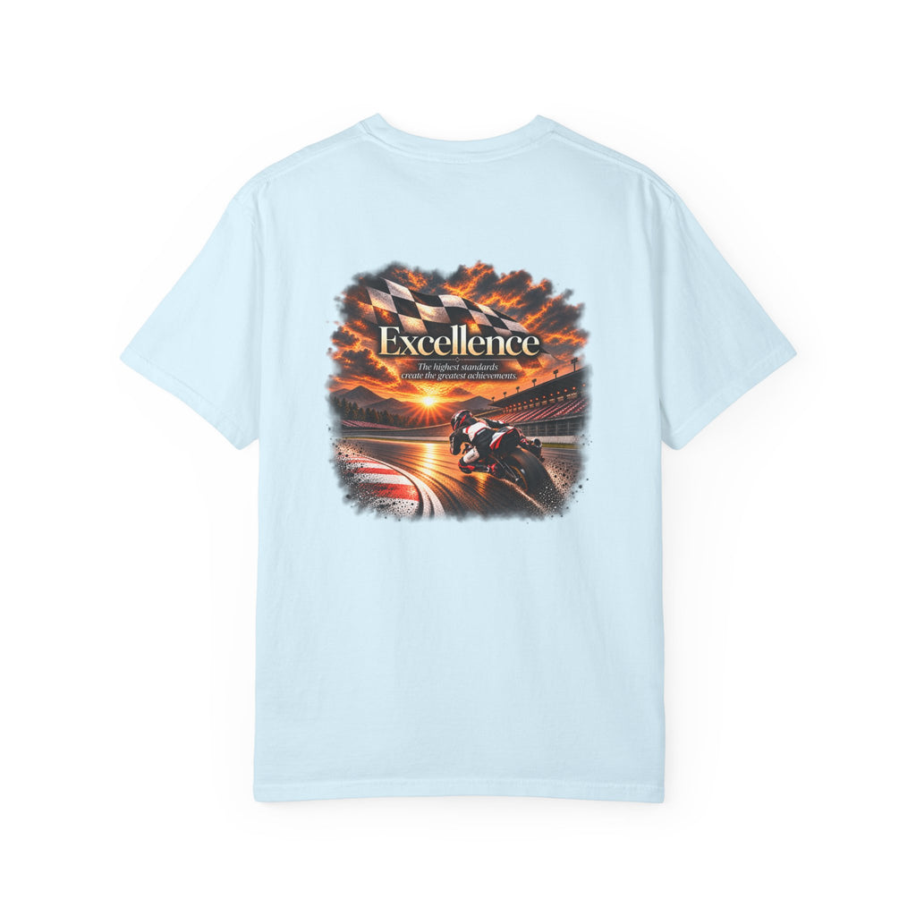 Excellence - The Highest Standards Create the Greatest Achievements | Motorcycle Racing Tee | Front Logo and Back Print