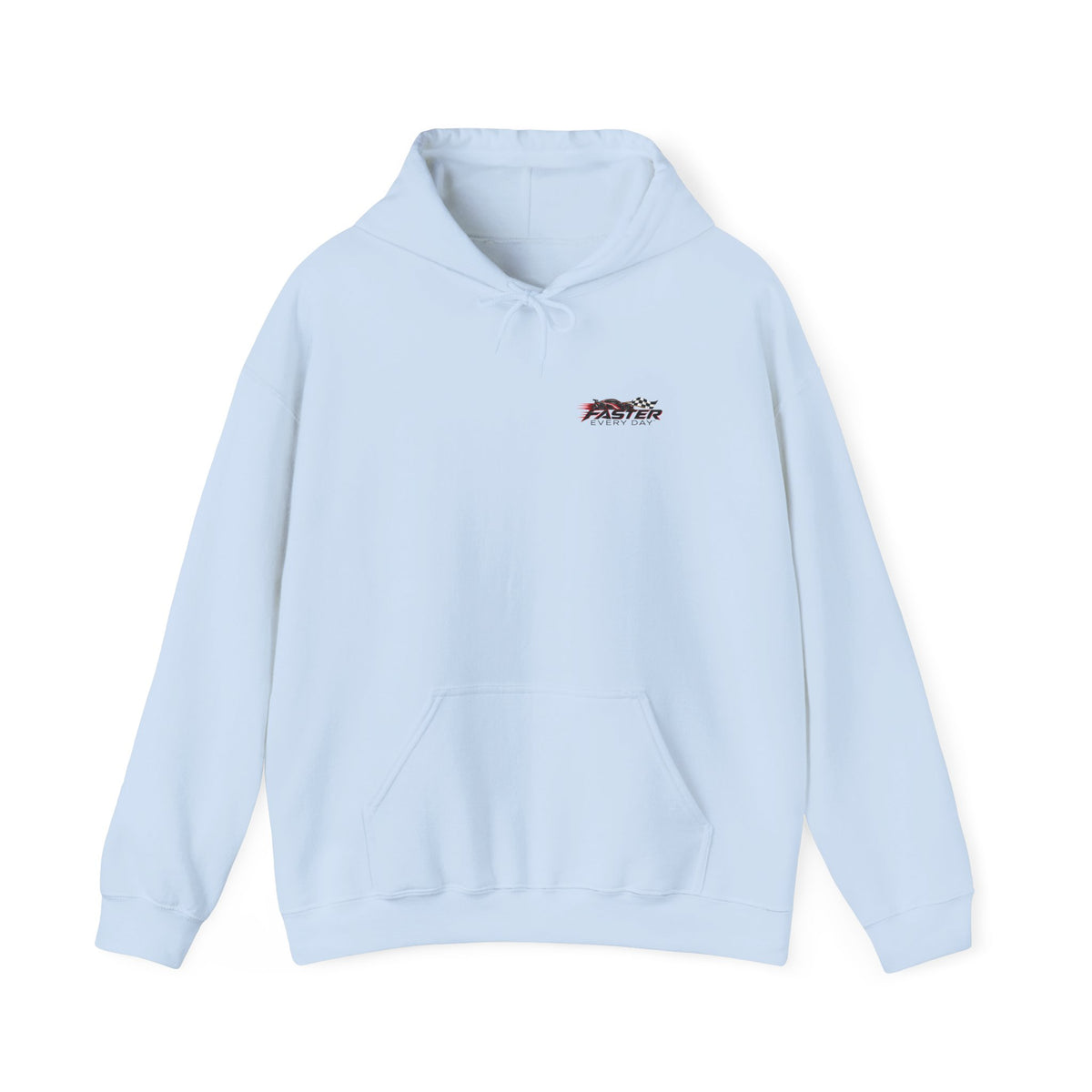 Faster Every Day Sports Car Hoodie | Driven to Be Better | Front Logo and Back Print | Gildan Hoodie