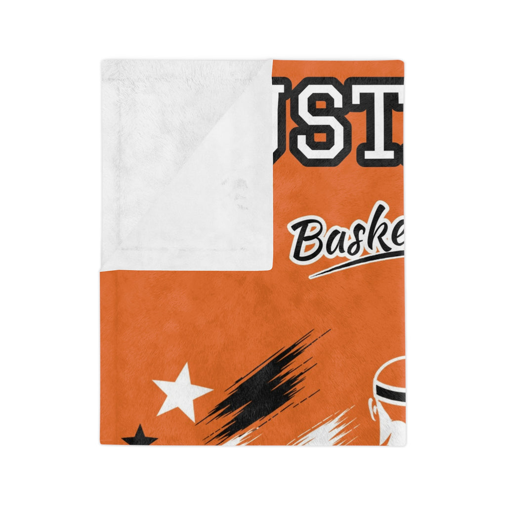 Personalized Basketball Blanket - Player Spotlight Design | Custom Team Name, Number & Player Name | 2 Styles, Your Team Colors | Plush Throw