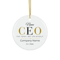 CEO Personalized Ceramic - "The Year I Bet On Myself" Double-Sided with Personal Message Holiday Decoration - Business Milestone Ornament
