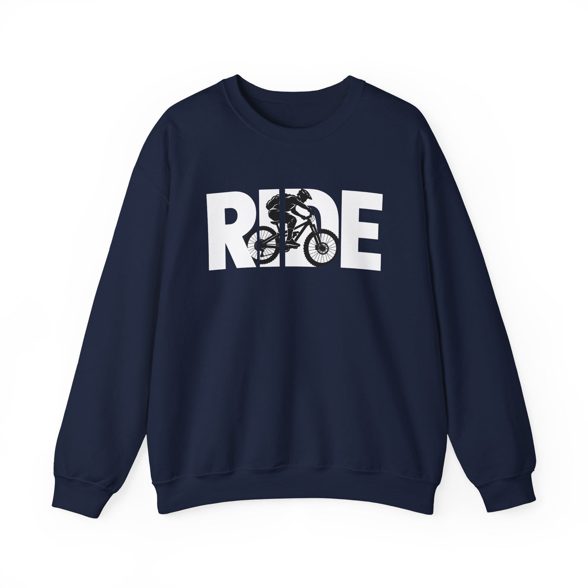 RIDE Mountain Bike Sweatshirt | Mountain Biker Graphic | Gildan Crewneck