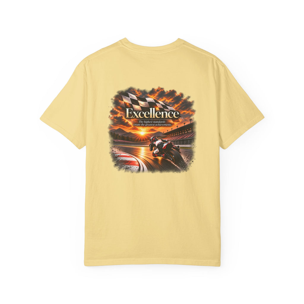 Excellence - The Highest Standards Create the Greatest Achievements | Motorcycle Racing Tee | Front Logo and Back Print