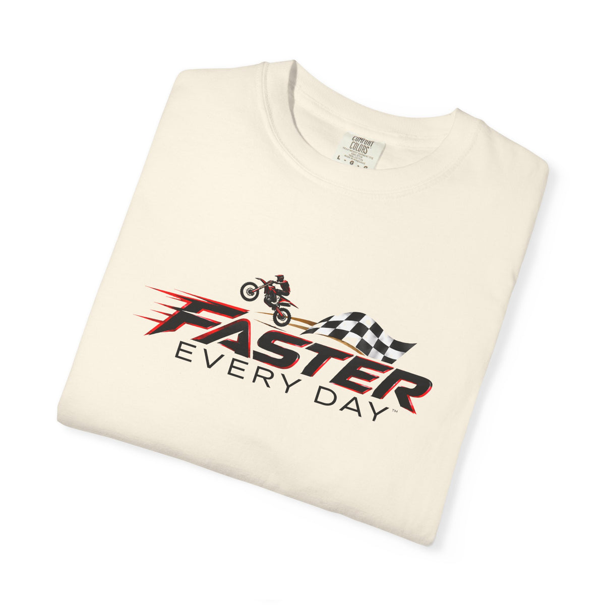 Faster Every Day Dirt Bike Checkered Flag Logo Tee | Motocross Shirt | Comfort Colors T-Shirt