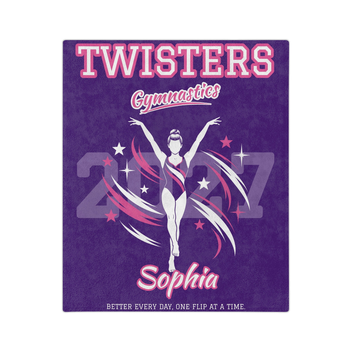 Personalized Gymnastics Blanket - Player Spotlight Design | Custom Team Name, Class Year & Gymnast Name | 2 Styles, Your Team Colors | Plush Throw