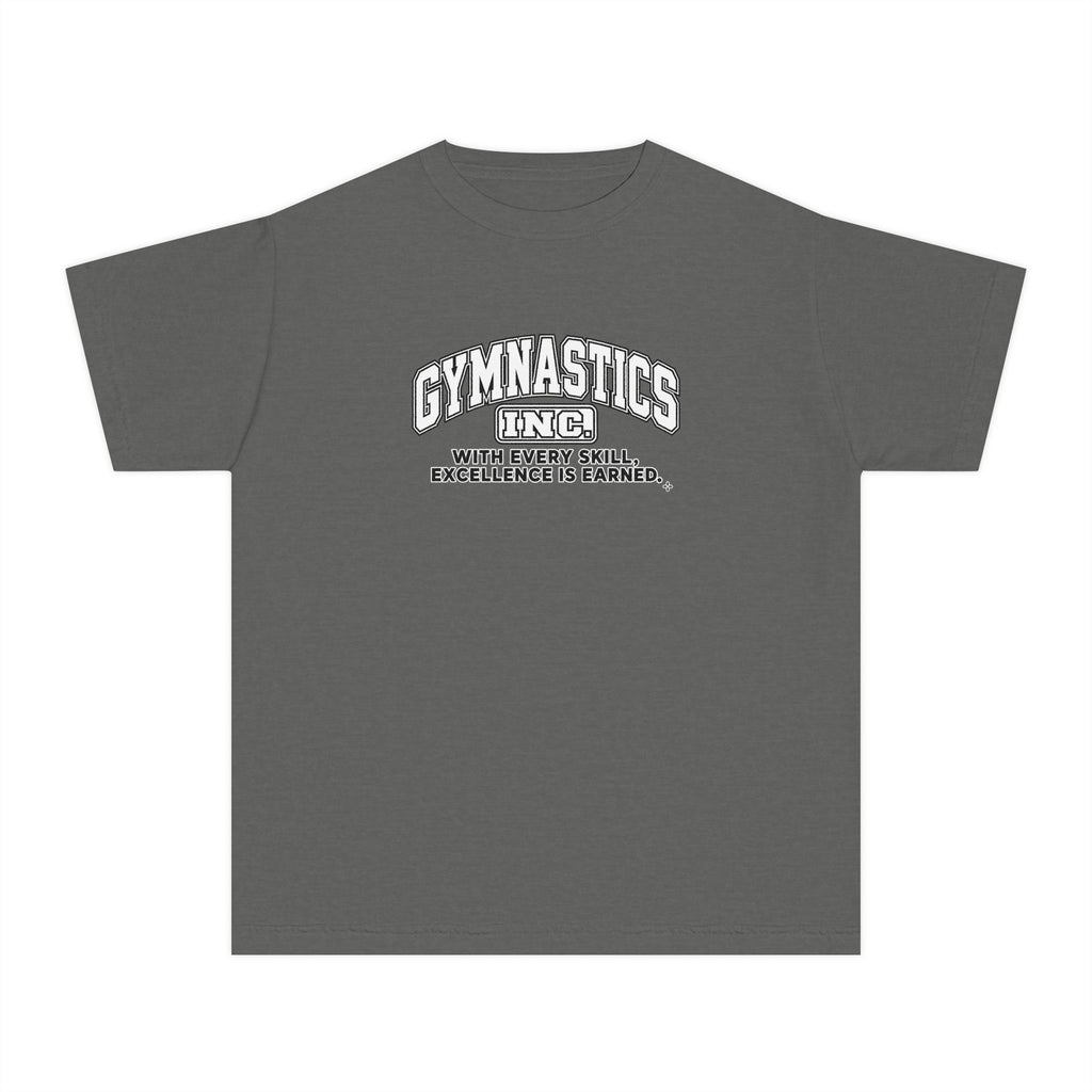 Gymnastics Inc. Youth T-Shirt | With Every Skill, Excellence Is Earned | Girls Gymnastics Comfort Colors Youth Tee