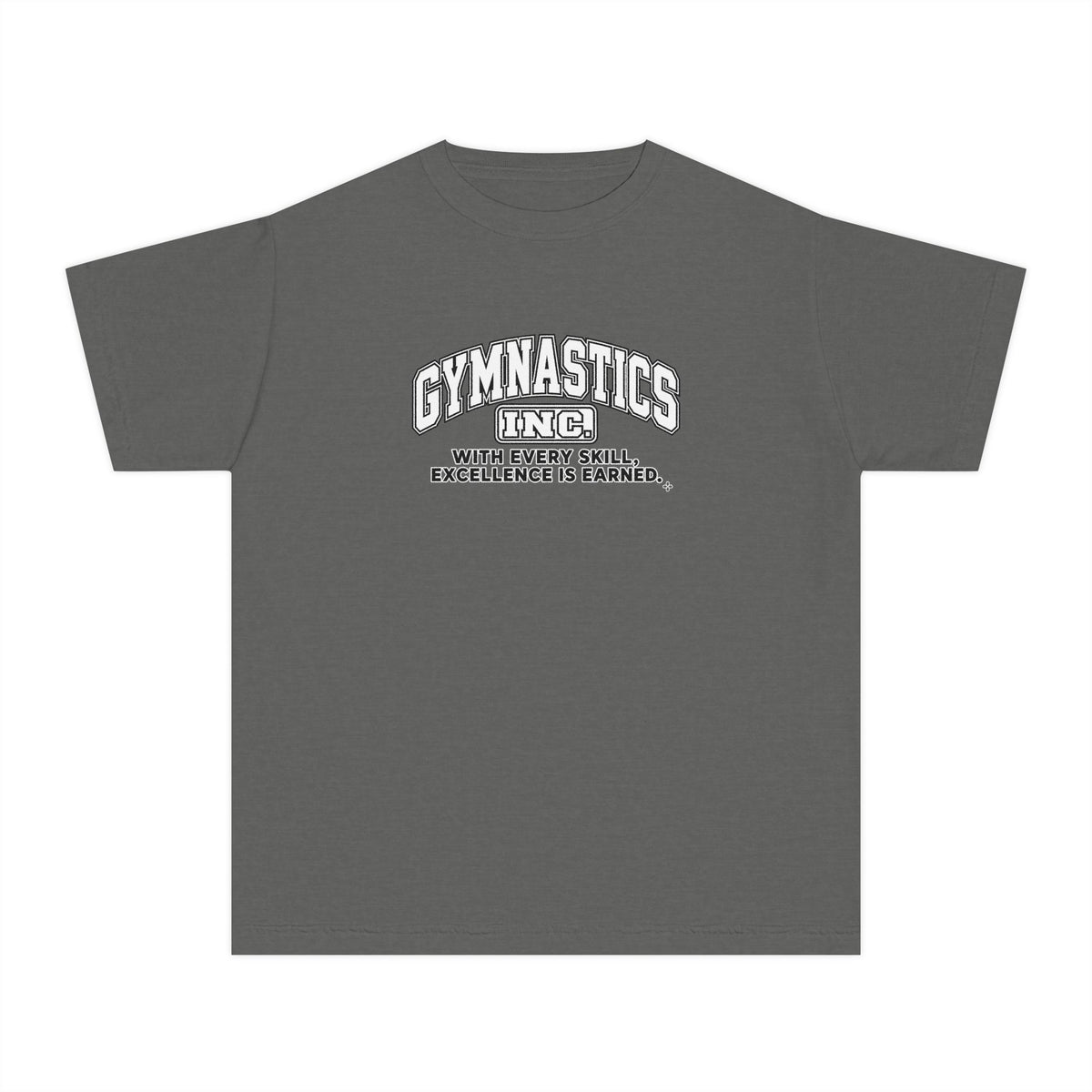 Gymnastics Inc. Youth T-Shirt | With Every Skill, Excellence Is Earned | Girls Gymnastics Comfort Colors Youth Tee