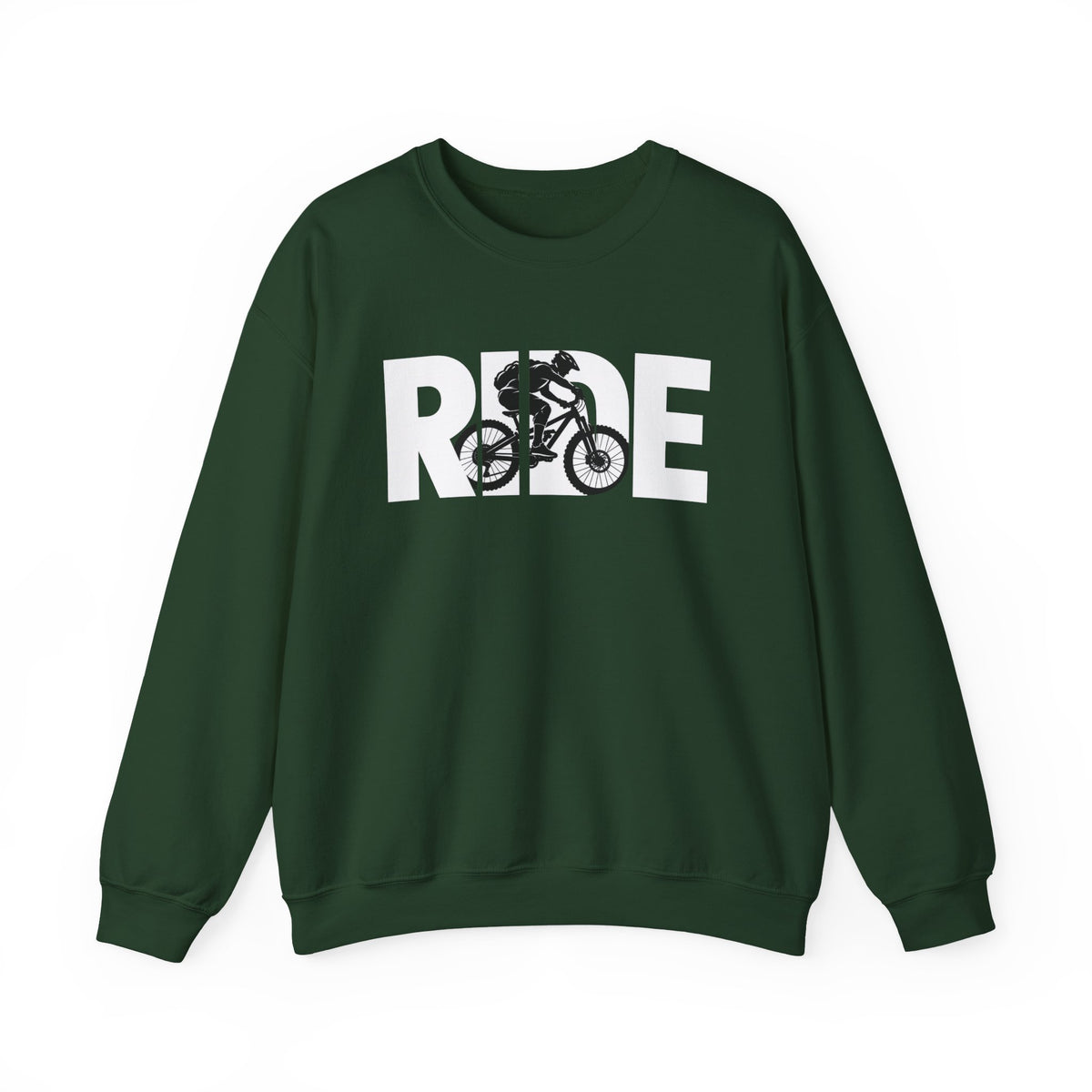 RIDE Mountain Bike Sweatshirt | Mountain Biker Graphic | Gildan Crewneck