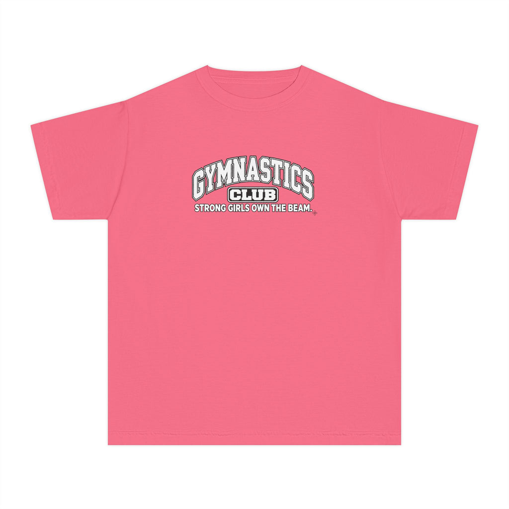 Gymnastics Club Youth T-Shirt | Strong Girls Own the Beam | Girls Gymnastics Comfort Colors Youth Tee