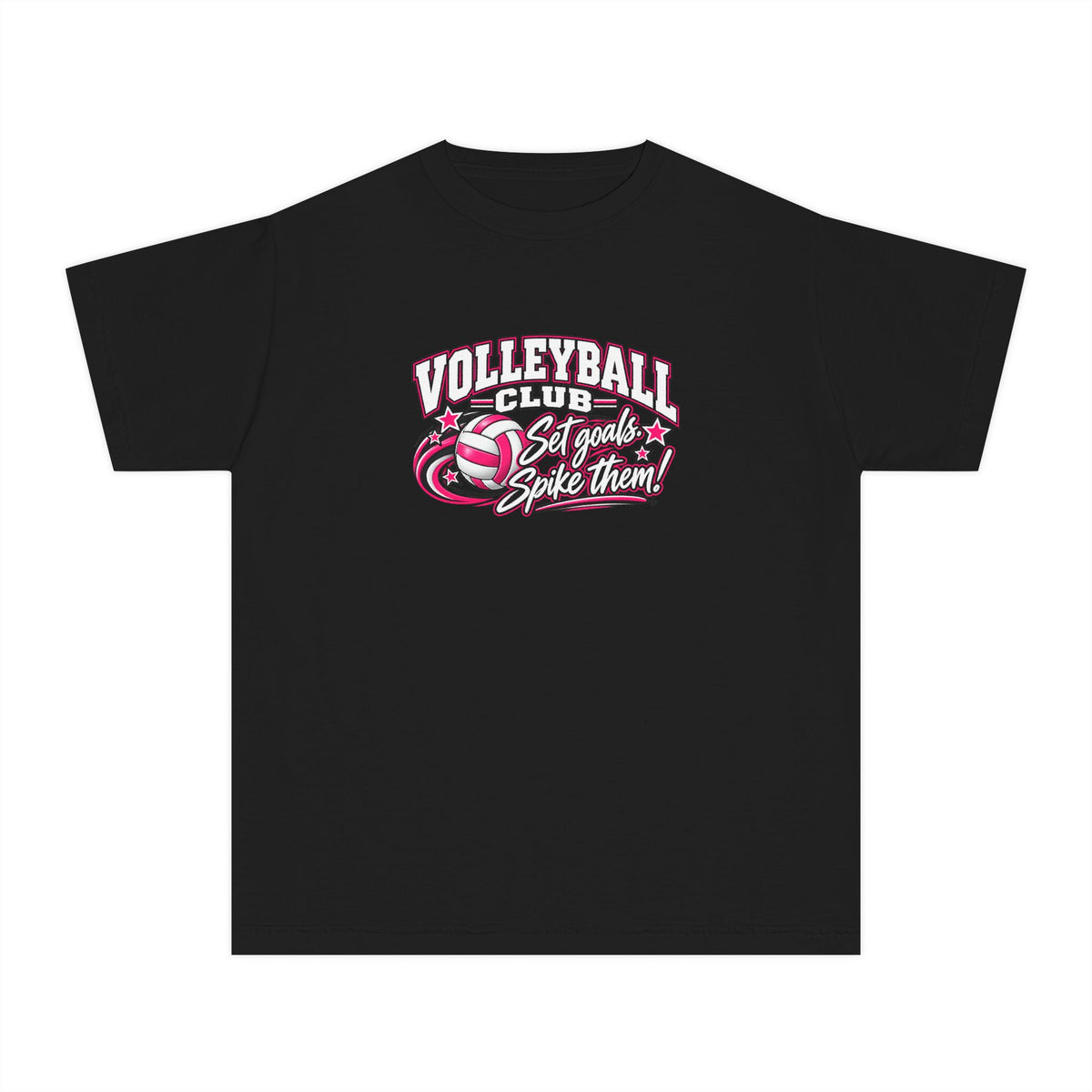 Volleyball Club Youth T-Shirt | Set Goals, Spike Them | Girls Volleyball Comfort Colors Youth Tee