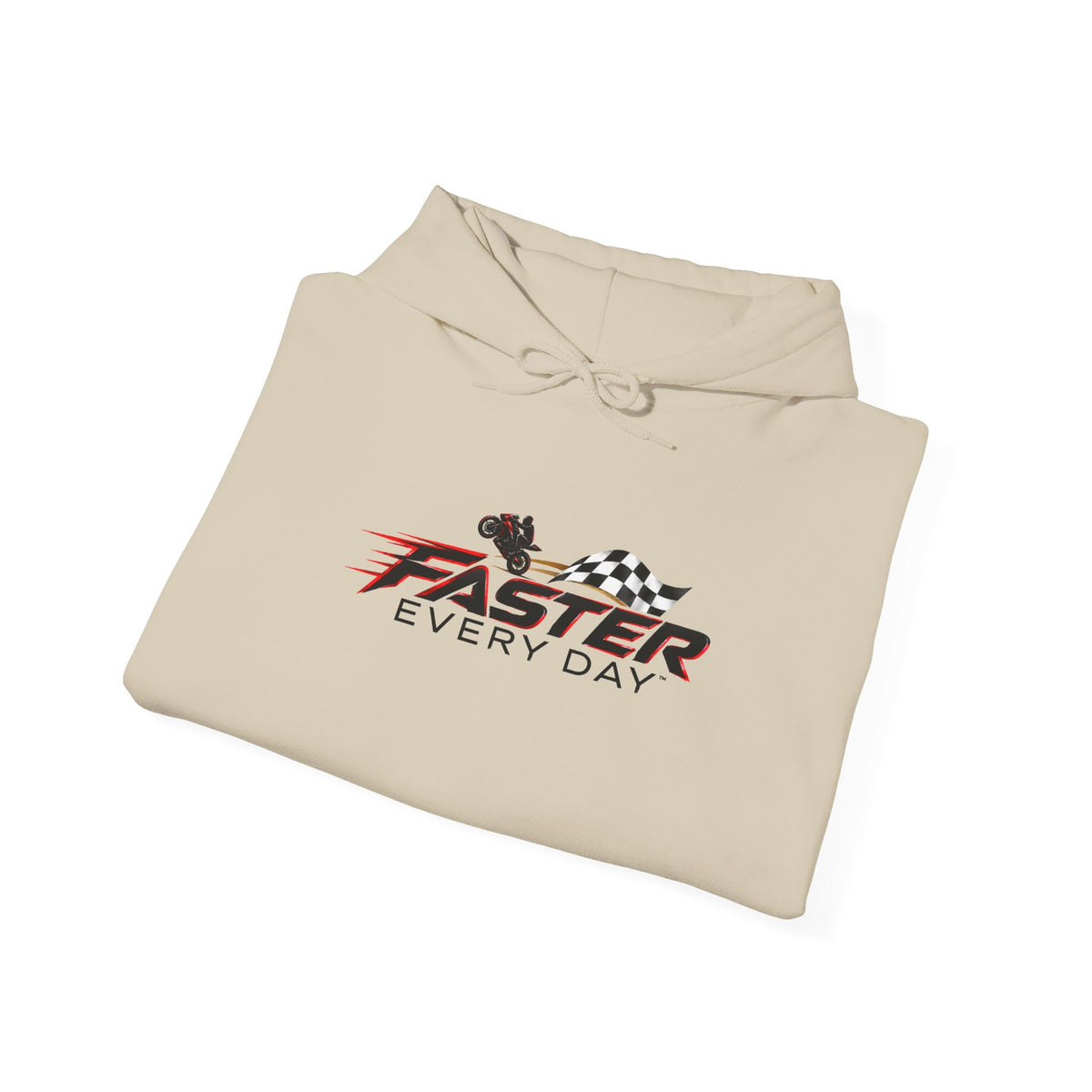 Faster Every Day Checkered Flag Logo Hoodie | Motorcycle Racing Gift | Gildan Hoodie
