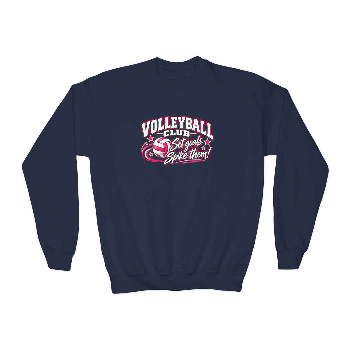 Volleyball Club Youth Sweatshirt | Set Goals, Spike Them | Girls Volleyball Youth Crewneck