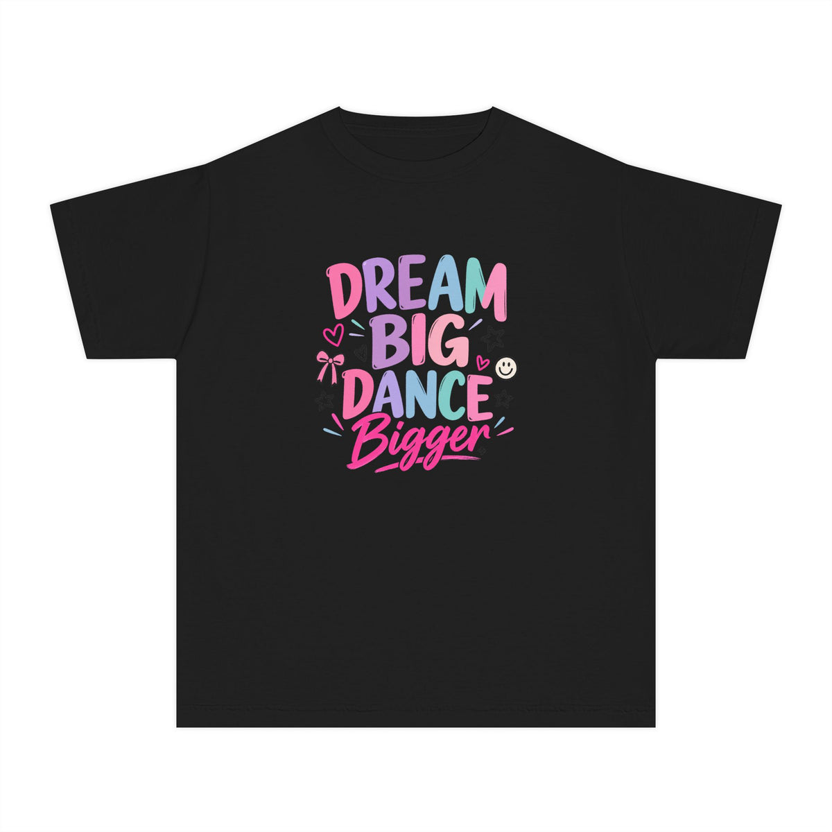 Dream Big Dance Bigger Youth T-Shirt | Dancer Gift | Girls Dance Comfort Colors Youth Tee
