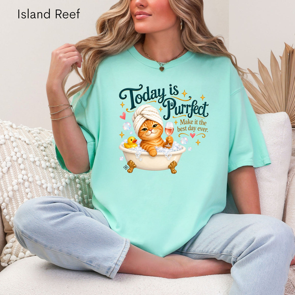 Today Is Purrfect - Women's Comfort Colors Motivational Cat / Pet T-Shirt for Women - Inspirational Tee - Comfort Colors Shirt