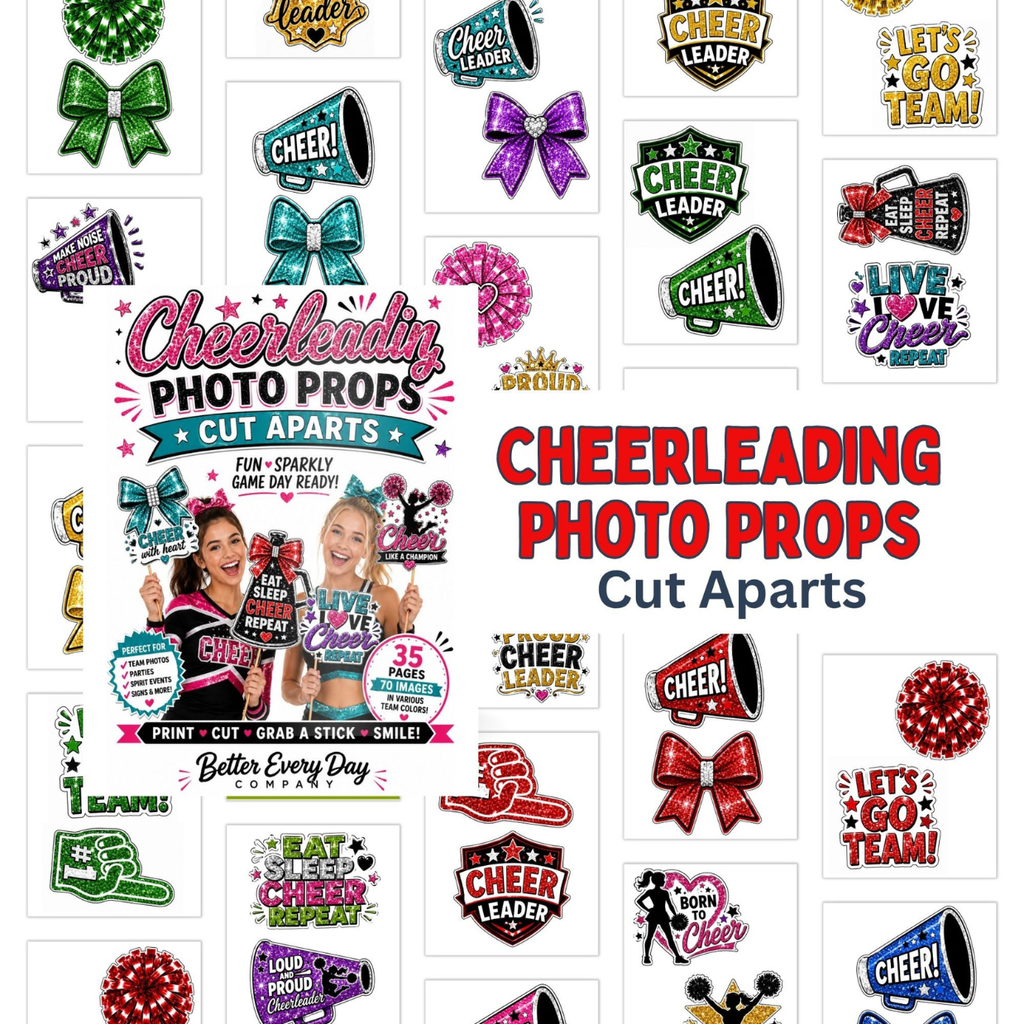 Cheerleading Photo Props Cut Aparts | 35+ Pages | 70 Full-Color Photo Props | Instant Download