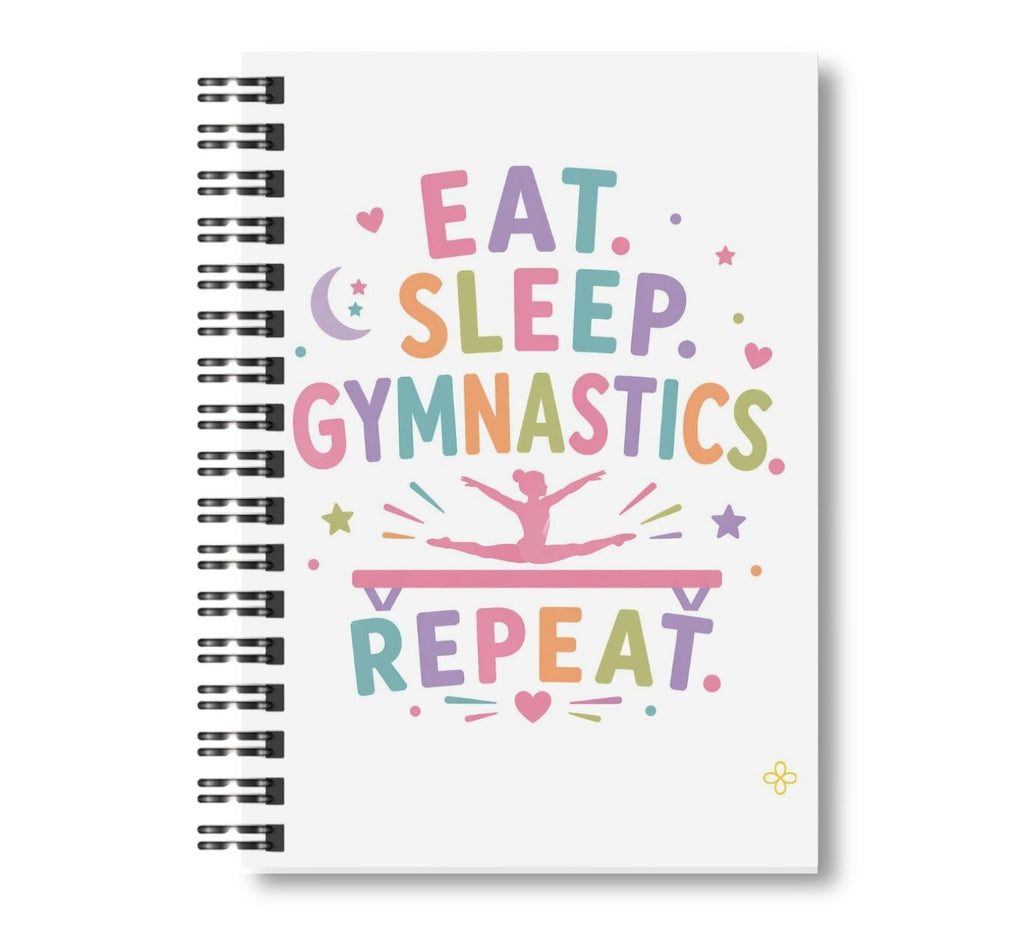 Eat, Sleep, Gymnastics, Repeat, Gymnastics Notebook, 8.5"x11" Wide Ruled, Kids Notebook, Blank Notebook, Spiral Bound