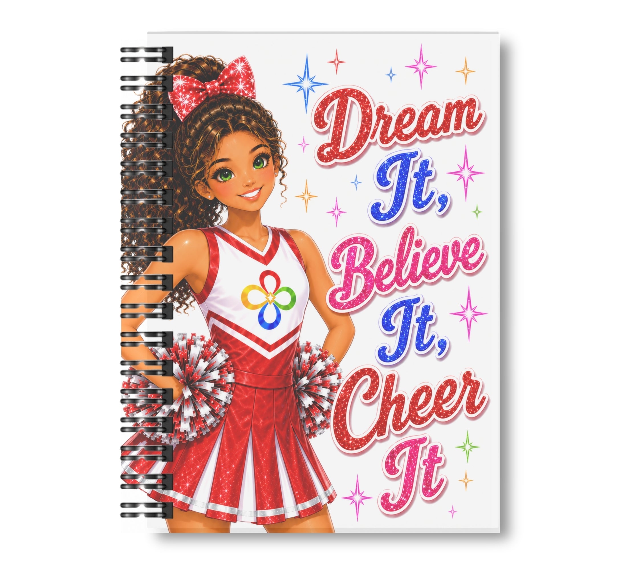 Cheerleading Notebook - 15 Covers to Choose From, Wide Ruled Lined Journal, 100 pages, 8.5"x11" Spiral Bound