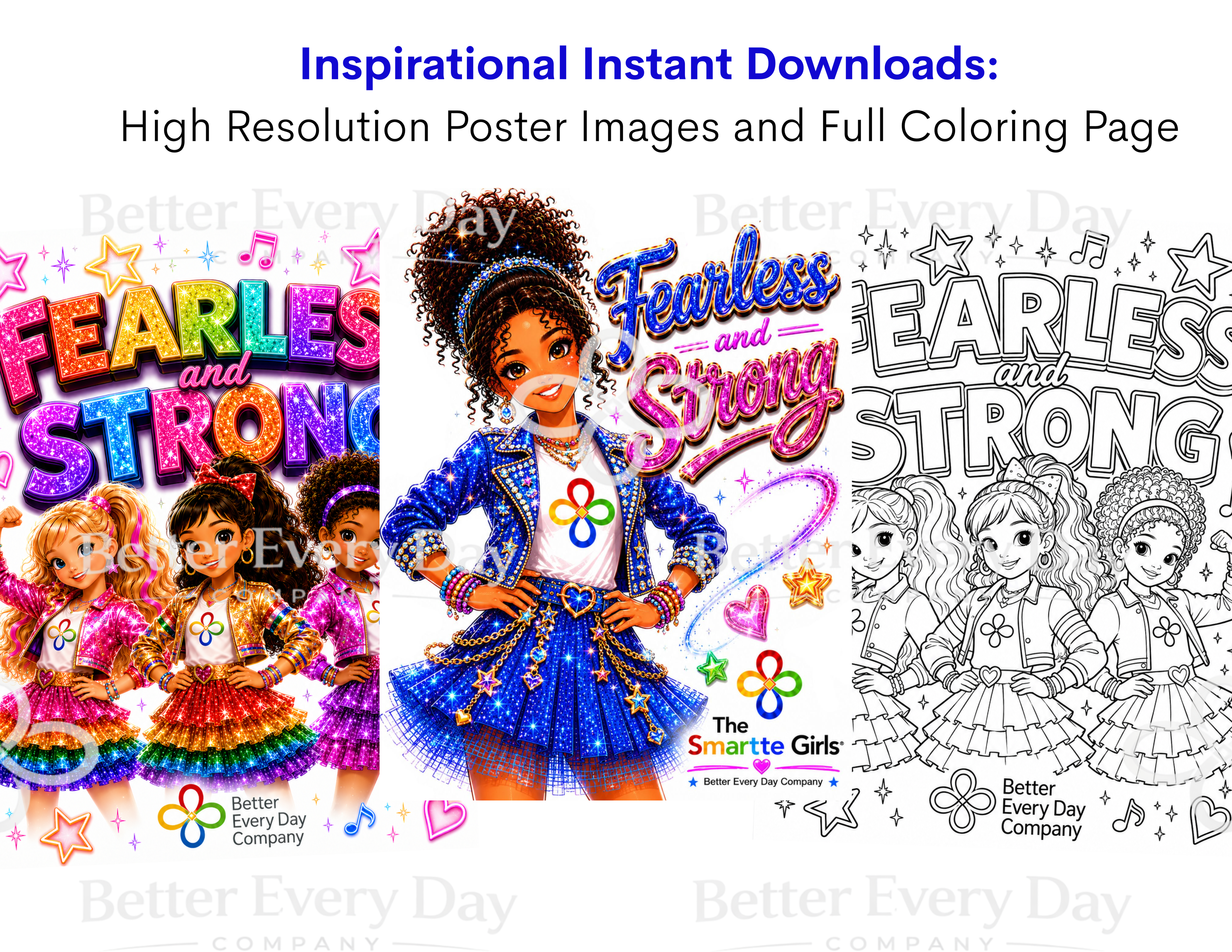 Fearless and Strong Song MP3, Poster and Coloring Page BUNDLE by the Smartte Girls