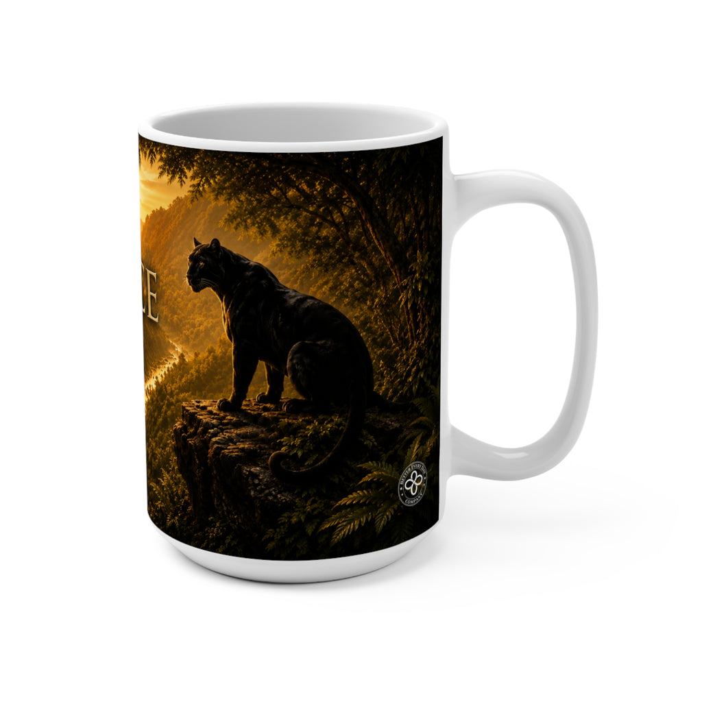 Confidence - Confidence Is Not Announced, It Is Recognized - 15 oz Inspirational Black Panther Mug, Coffee Cup