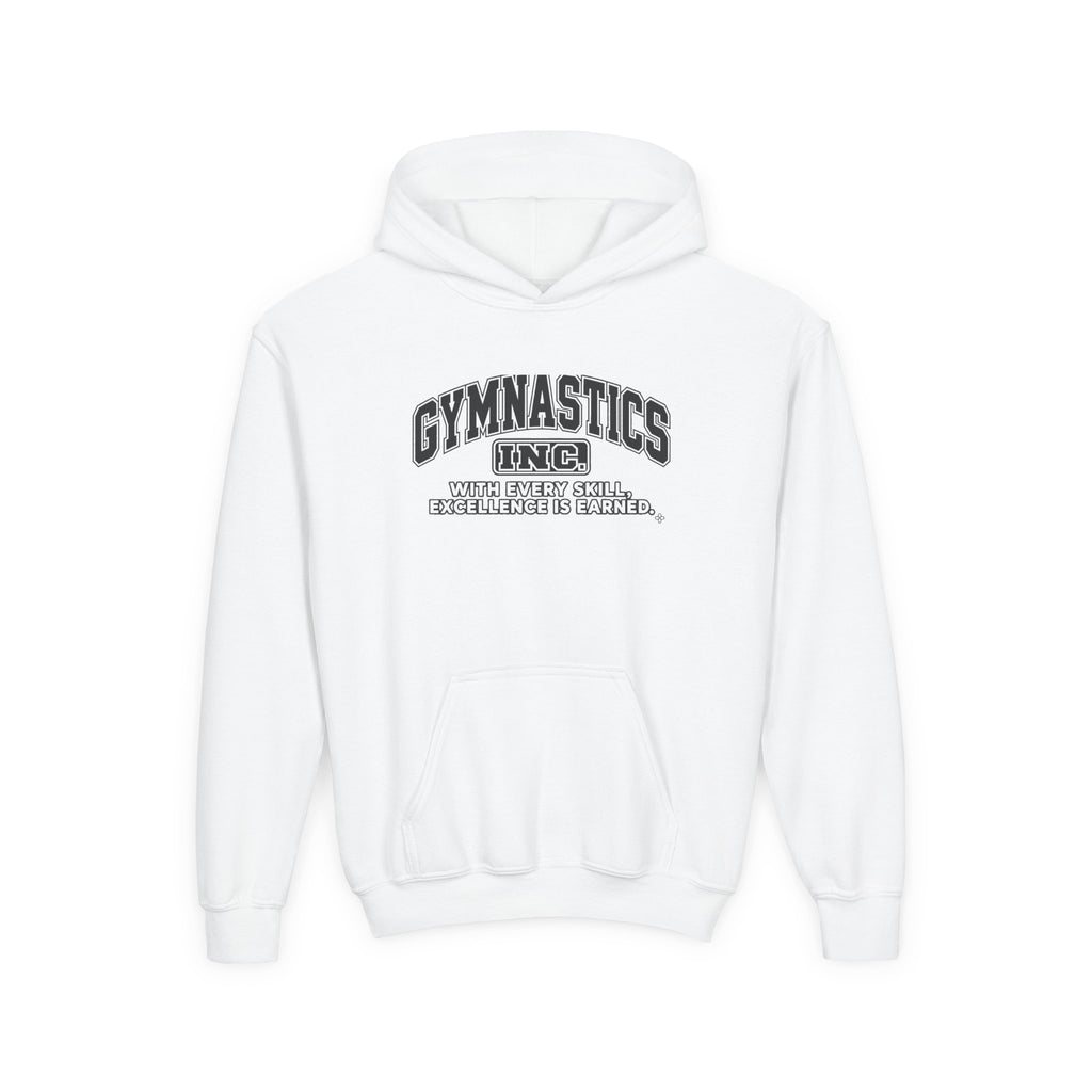 Gymnastics Inc. Youth Hoodie | With Every Skill, Excellence Is Earned | Girls Gymnastics Youth Hoodie