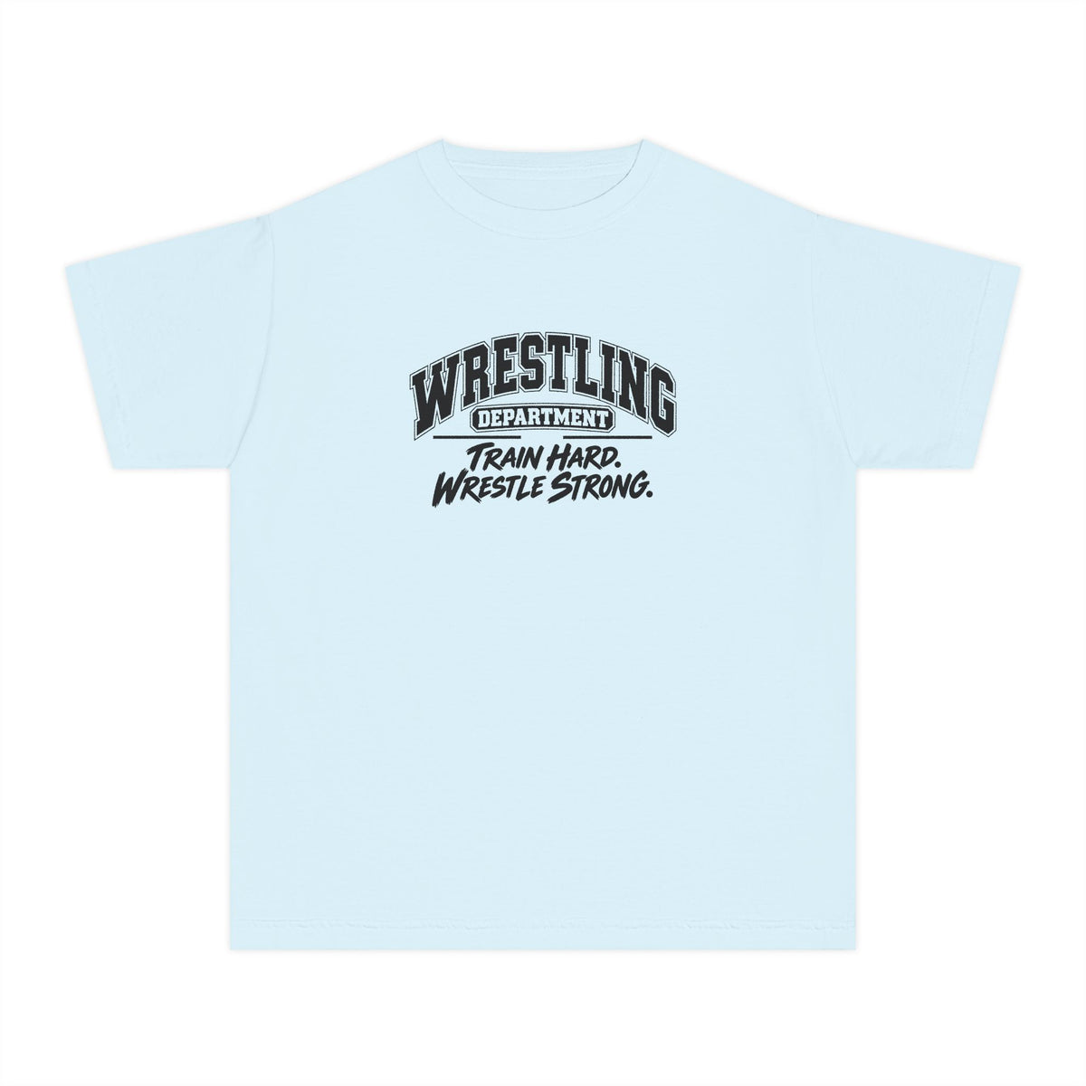 Wrestling Department Youth T-Shirt | Train Hard, Wrestle Strong | Kids Wrestling Comfort Colors Youth Tee