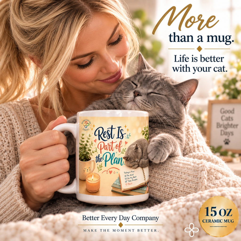 Rest Is Part of the Plan - 15 oz Funny Cat Mug, Coffee Cup