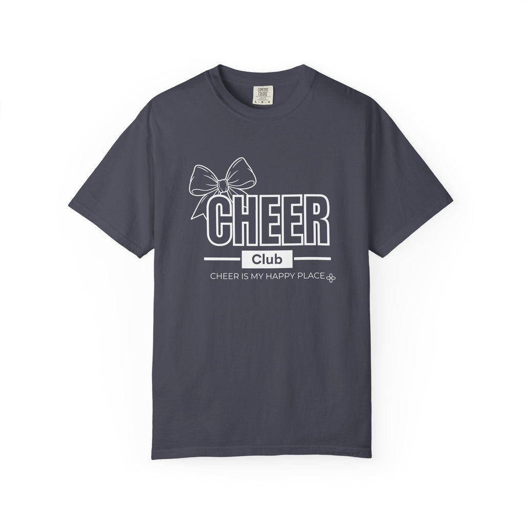Cheer Club Bow T-Shirt | Cheer Bow, Cheer Is My Happy Place | Cheer Comfort Colors Tee