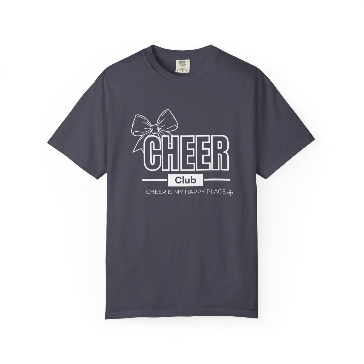 Cheer Club Bow T-Shirt | Cheer Bow, Cheer Is My Happy Place | Cheer Comfort Colors Tee