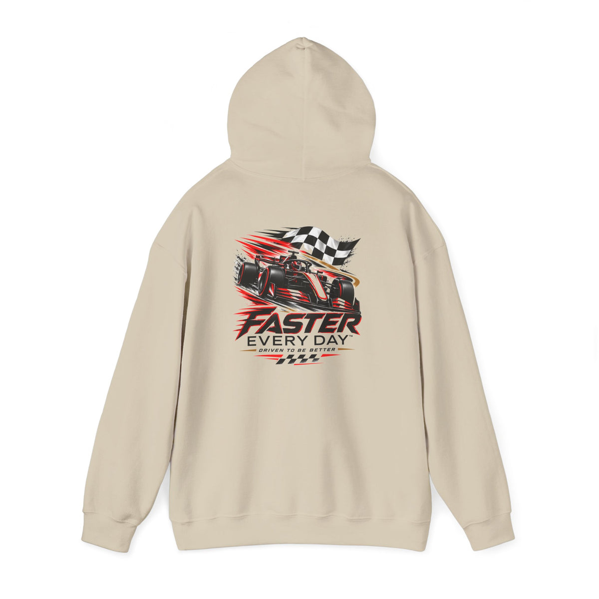 Faster Every Day Formula Race Car Hoodie | Driven to Be Better | Front Logo and Back Print | Gildan Hoodie