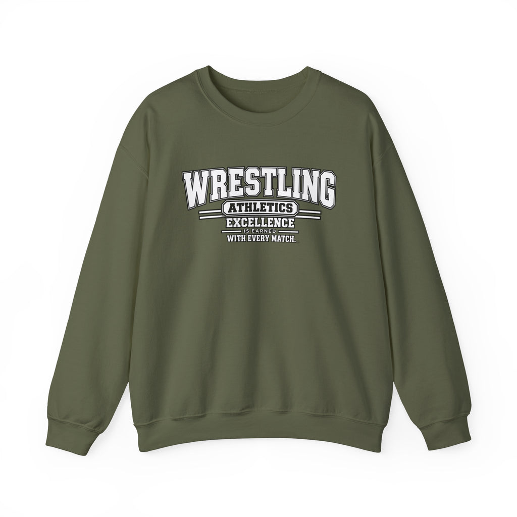 Wrestling Athletics Sweatshirt | Excellence Is Earned With Every Match | Wrestling Gildan Crewneck