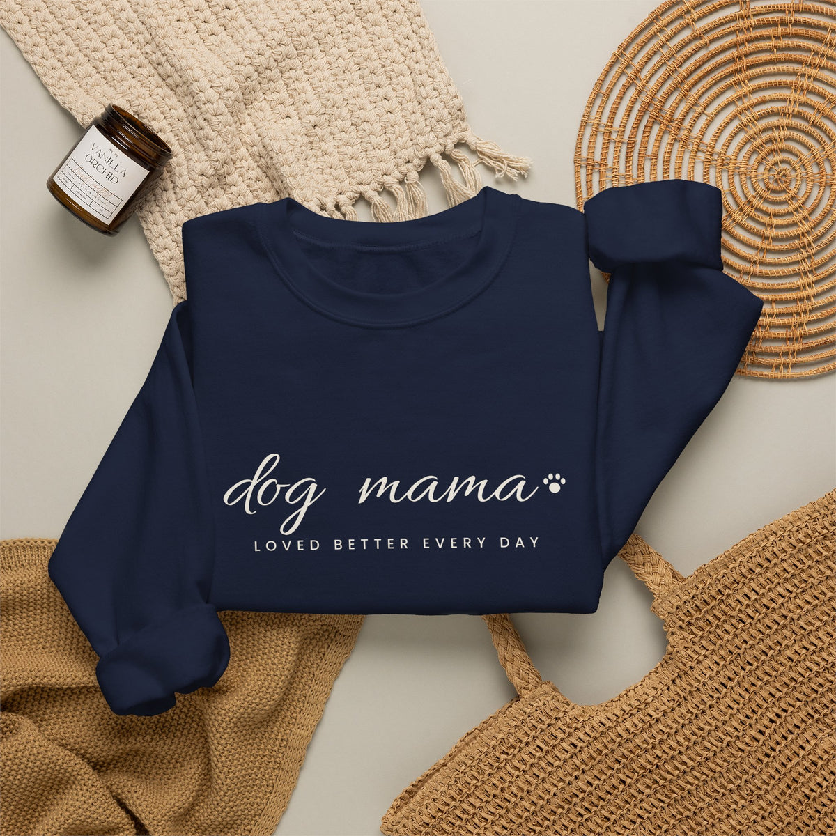 Personalized Dog Mama Sweatshirt - Loved Better Every Day | Pet Names on Sleeve | Choose Your Style | Custom Dog Mom Gift | Gildan Sweatshirt