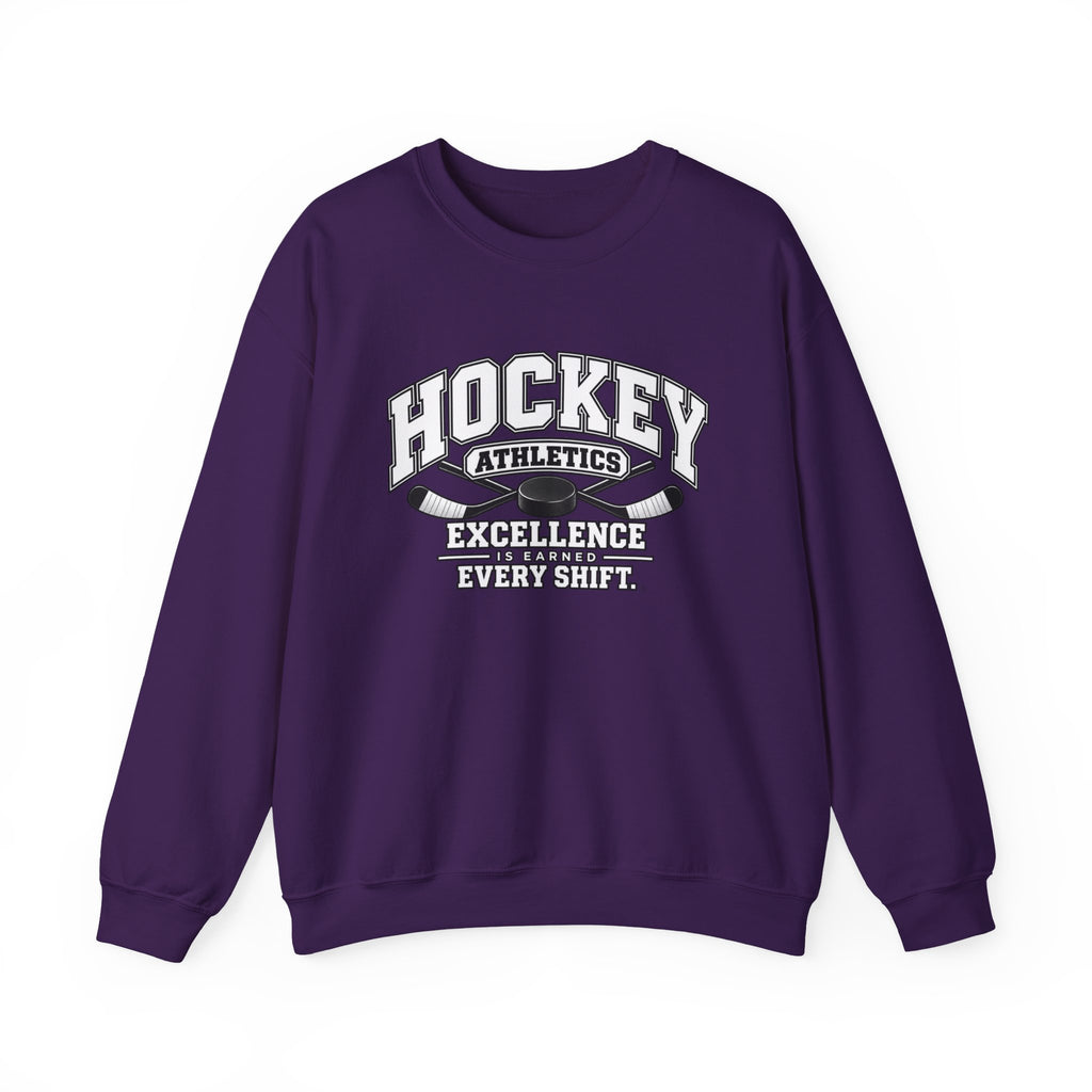 Hockey Athletics Sweatshirt | Excellence Is Earned Every Shift | Hockey Gildan Crewneck