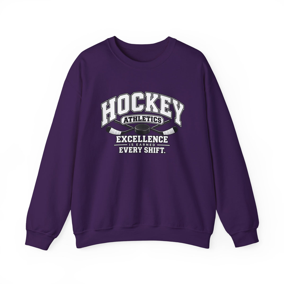 Hockey Athletics Sweatshirt | Excellence Is Earned Every Shift | Hockey Gildan Crewneck