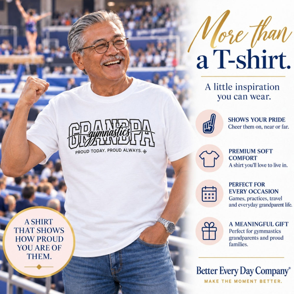 GYMNASTICS Grandpa Shirt - Proud Today. Proud Always. | Choose Your Team Color | Comfort Colors Tee